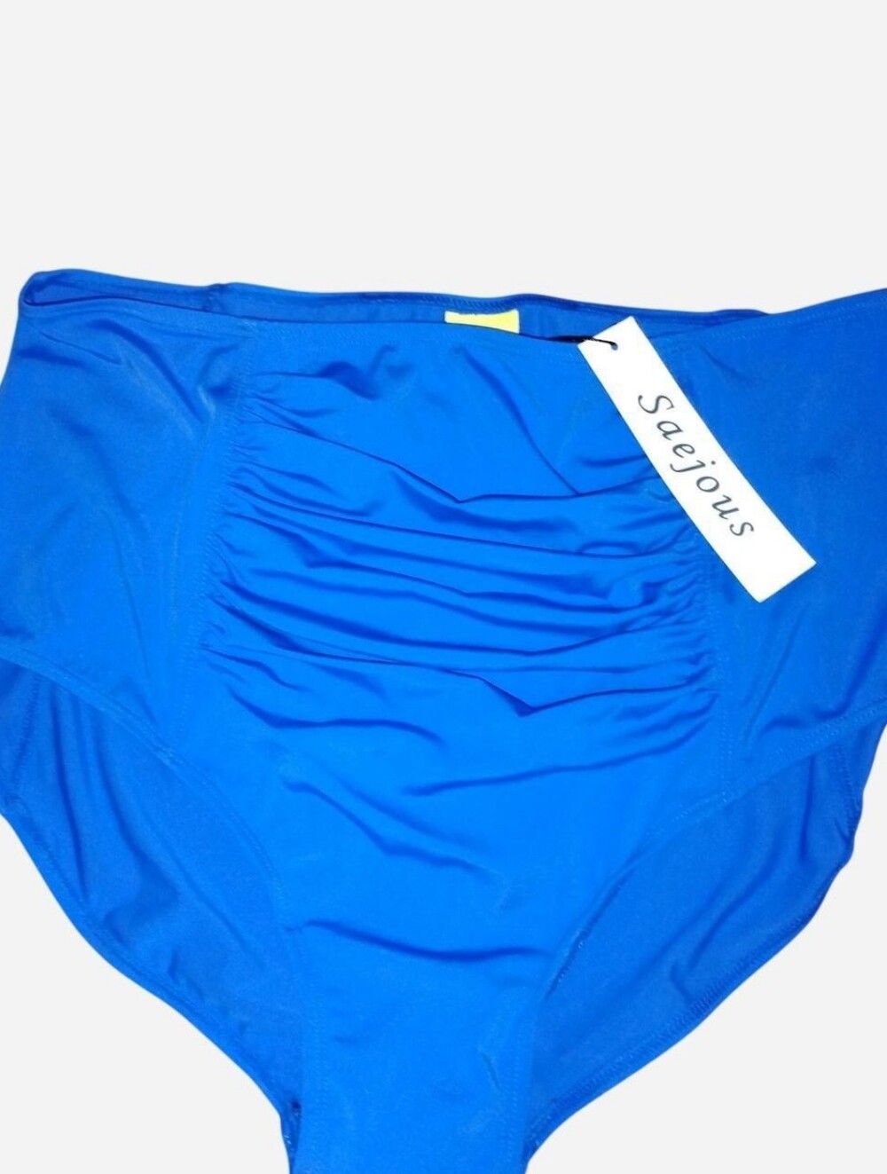 Saejous High Waisted Swim Bikini Bottoms Royal Blue Ruched Tummy Control NWT Sz